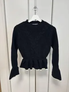 MOUSSY ペプラムニット 長袖 ブラック