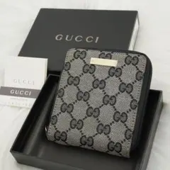 未使用級の状態　箱付き　GUCCI グッチ　折り財布　レザー×キャンバス　GG柄