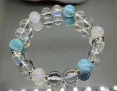 ラリマー×レインボームーンストーン×オーロラ水晶(純金コーティング)