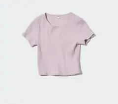 ユニクロ　リブクロップドT 半袖　Mサイズ