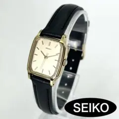 SEIKO QZ ゴールド レクタンギュラー レディース 時計 新電池 新ベルト