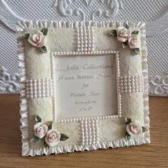 中古【 ローズ 】薔薇 陶器 フォトフレーム 写真立て アンティーク