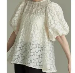 【&.NOTALGIA】 シアージャガードバックリボンチュニック アイボリー