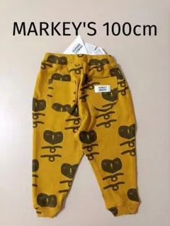新品 MARKEY'S パンツ 100cm ハート お顔総柄 マスタード ズボン