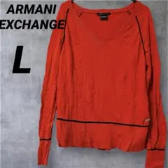 ARMANI EXCHANGE【L】Vネック ニット セーター 赤　アルマーニ