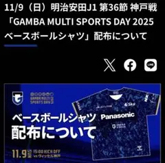 入場特典【新品未開封】ガンバ大阪 ベースボールシャツ 11月9日クリアファイル付