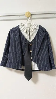 フォーマルスーツセット 80〜110cm ストライプネイビー