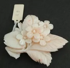 アンティーク帯留め 桃色珊瑚帯留め刻印あり透かし金具 大正浪漫アンティーク着物に