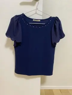 美品　MAJESTICLEGON 半袖　スカラップ袖　ブラウス