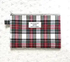 ポーチ　赤白チェック　通帳お薬手帳入れ　マスクケース　化粧ポーチ　ハンドメイド