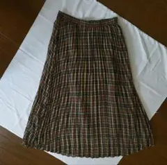 未使用 GU ブラウン系チェック柄プリーツスカート