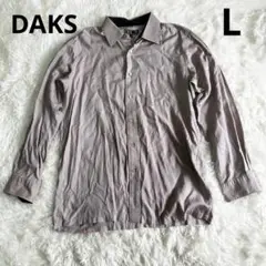 ダックス　DAKS ボタンダウンシャツ Lサイズ　薄紫　くすみピンク　ロゴ入りのサムネイル