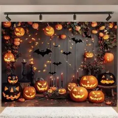 Halloween ハロウィン　タペストリー　　背景　　撮影　大きいかぼちゃ　秋 ハロウィン タペストリー 布 背景 写真 撮影 大きいかぼちゃ 秋 - メルカリ