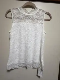 ホワイト ストレッチレース ノースリーブ