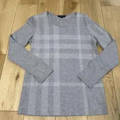 【美品】BURBERRY グレー チェック柄 長袖Tシャツ サイズ2