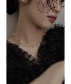 パールワイヤーネックレス ショート チョーカー 結婚式 オケージョンゴールド