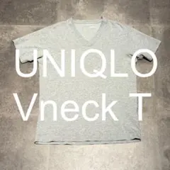 UNIQLO ユニクロ Vネック Tシャツ グレー 半袖 S 綿 폴리에스테르
