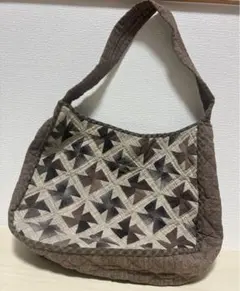 キルティング ハンドメイド トートバッグ ブラウンカラー