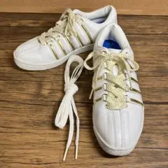 （K25576）K-SWISS スニーカー 23.0㎝ ホワイト×ゴールド