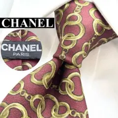 極美品 CHANEL ネクタイ ココマーク 花柄 フラワー イタリア製 ピンク