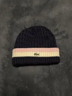 LACOSTE ニット帽 ビーニー ネイビー 日本製