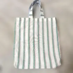 ハンドメイド　ストライプシャツリフォームのエコバッグ　リバーシブル‼️