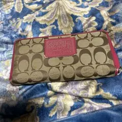 COACH オールドロゴ長財布 ブラウン×ピンク