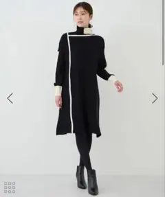 (新品)JAYRO 配色ラインニットワンピース ブラック