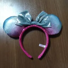 ミッキー耳カチューシャ ピンク シルバー