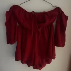 赤いオフショルダー ミニワンピース