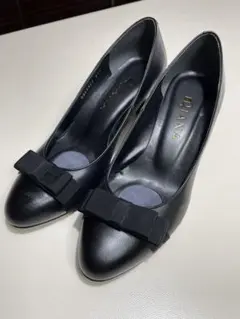 DIANA ブラック フォーマル リボン付きパンプス