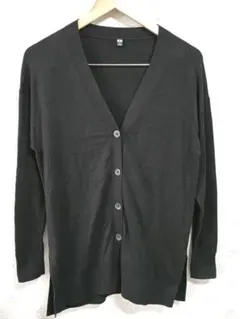 ☆UNIQLO ユニクロ UVカットⅤネックロングカーディガン長袖ブラック S☆