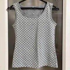 【未使用】レディース ノースリーブ グレー 水玉 〈M〉