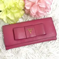 超極美品✨PRADA ゴールドリボン サフィアーノ 長財布 カードケース 