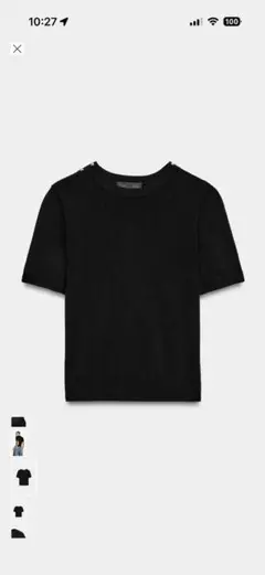 新品タグ付き　ZARA 半袖ニット 肩ボタン　マリン　ブラックのサムネイル