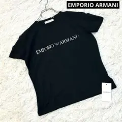 新品　EMPORIO ARMANI ストレッチTシャツ　黒　シルバーロゴ入り