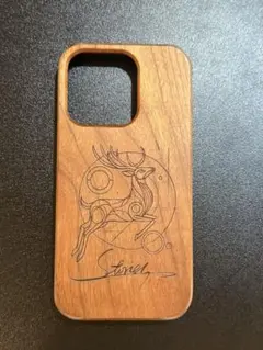 iPhone14Pro/15Pro 木製ケース 鹿⑥ 刻印