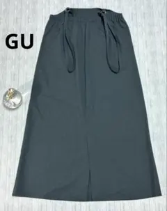 【GU】美シルエット 肩紐付きナロースカート（前スリット入り）サイズM