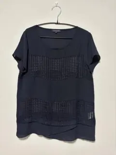 LAUTREAMONT ロートレアモン メッシュボーダー切り替えブラウス Mのサムネイル
