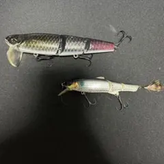 ビッグベイト ルアー 2個セット シルバー 黒系 箱無し