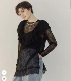 la belle etude レース フリル ブラウス ブラック　結婚式のサムネイル