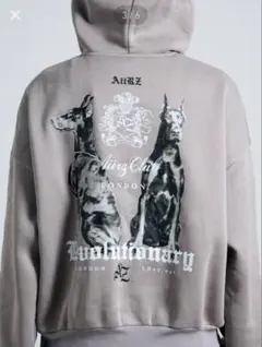 美品　Aiirz Club 犬　ドーベルマン　グラフィック パーカー グレー　Ｓ
