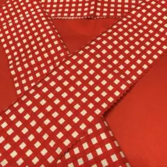 【57】半襟 半衿 ハンドメイド 生地 ハギレ ギンガムチェック 赤 着物