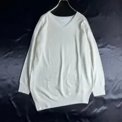 レプシム　LEPSIM　Vネック　オーバー　ニット　セーター　チュニック　白　F
