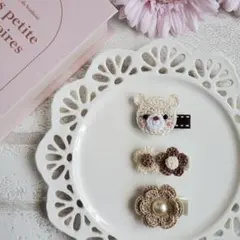 ୨୧ヘアクリップセットD-4୨୧ベビー&キッズ⑅﻿ハンドメイド⑅﻿