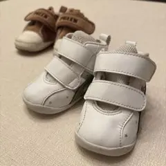 【12センチ・2足】ASICS ベビーシューズ ホワイト 星柄