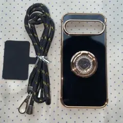 スマホケース 2リング付 ブラック×ゴールドGoogle Pixel９対応のサムネイル