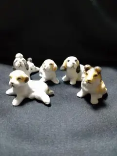 犬の陶器製ミニチュアフィギュア 5体セットのサムネイル