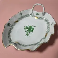 未使用品 ヘレンド アポニーグリーン リーフディッシュ 約20×17㎝ プレートのサムネイル