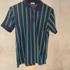 guポロシャツM（ストライプ黒緑